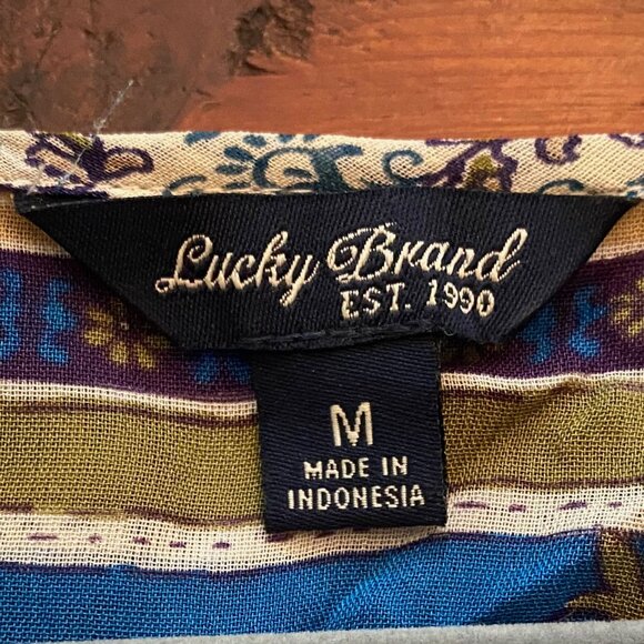 LUCKY BRAND SEMI-SHEER BOHO BLOUSE, TUNIC SZ MED, LIKE NEW - Picture 5 of 8